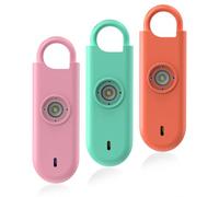 Fauxomor Alarme Personnelle Anti Agression 3 Pack-140 DB Porte larme avec Flash LED et Avertisseur de Batterie Faible, Kit d'Auto-Défense pour Femmes, Enfants et Seniors(Rose+Vert+Orange)