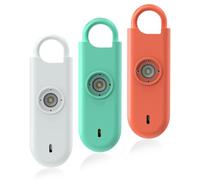 Fauxomor Alarme Personnelle Anti Agression 3 Pack-140 DB Porte larme avec Flash LED et Avertisseur de Batterie Faible, Kit d'Auto-Défense pour Femmes, Enfants et Seniors(Blanc+Vert+Orange)