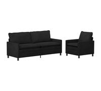 Favemtsl Ensemble de canapé 2 pièces moderne en velours noir | Ensemble de fauteuils rembourrés en velours et 3 places avec cadre en métal pour salon et espace invités