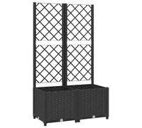 Favemtsl Jardinière avec treillis Noir 80 x 40 x 136 cm PP | Idéal pour balcon, terrasse et jardin : le grand pot de fleurs en plastique PP offre de la place pour les fleurs et les