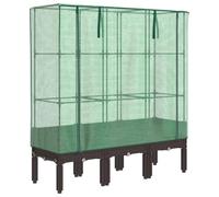 Favemtsl Jardinière surélevée avec serre aspect rotin 120 x 40 x 140 cm | Jardinière avec capot pour jardin et balcon : jardinière en polypropylène aspect rotin avec cadre en fer robuste pour légumes