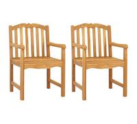 Favemtsl Lot de 2 chaises de jardin en teck massif naturel 58 x 60 x 93 cm | Détails de roses sculptés à la main sur bois massif pour terrasse, arrière-cour et jardin avec structure à lattes stable.