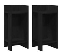 Favemtsl Lot de 2 tables d'appoint noires - 25,5 x 27 x 60 cm - En bois | Table d'angle fine Duo pour salon et chambre à coucher avec 2 compartiments ouverts pour livres, décoration et tasse à café.