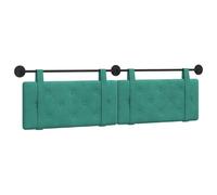 Favemtsl Lot de 2 têtes de lit montage mural en velours turquoise 170 x 55 | Coussin mural rembourré doux pour chambre à coucher avec housse en velours élégant, design à boutons et rail métallique