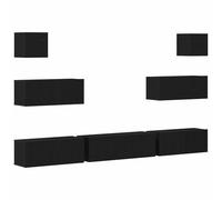 Favemtsl Lot de 7 meubles TV muraux en chêne noir 100 x 30 x 30 cm | Concept de rangement pratique pour le salon et le salon, 7 compartiments fermés créent de l'ordre sur la surface murale.