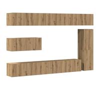 Favemtsl Lot de 7 meubles TV suspendus en chêne Artisan | Concept de rangement modulaire pour le salon et la chambre à coucher avec montage mural variable pour une utilisation