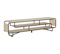 Favemtsl Meuble TV en chêne Sonoma avec cadre en métal - 180 x 36 x 45 cm | Meuble TV à trois niveaux pour salon et chambre à coucher avec étagère ouverte pour console de jeux, récepteur et
