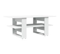Favemtsl Table basse blanche 102 x 55 x 42 cm, table de salon avec étagère en bois, table de canapé avec espace de rangement supplémentaire, table d'appoint moderne pour le salon