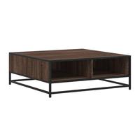 Favemtsl Table basse carrée - 80 x 80 x 30 cm - Aspect chêne marron et noir - Table d'appoint en bois et métal pour le salon