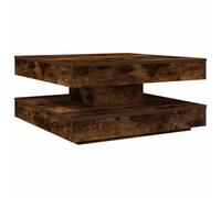 Favemtsl Table basse carrée pivotante à 360 degrés - 70 x 70 x 34,5 cm - Table de canapé avec étagère et 2 niveaux - Table basse en bois pour le salon - Chêne fumé
