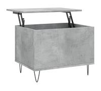 Favemtsl Table basse gris béton - 60 x 44,5 x 45 cm - Réglable en hauteur - Table d'appoint avec espace de rangement et pieds en métal - Table de salon en bois pour ordinateur portable et repas