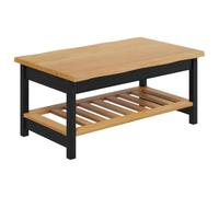 Favemtsl Table basse noire 100 x 60 x 45,5 cm en pin massif avec étagère et bord d'arbre, table d'appoint rustique au design industriel pour salon