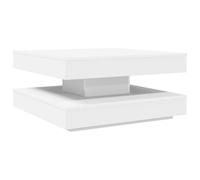 Favemtsl Table basse pivotante à 360 degrés - Blanc - Table de salon moderne carrée en bois avec étagère - Table basse pour salon - 70 x 70 x 34,5 cm