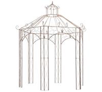 Favemtsl Tonnelle de jardin 3 x 3 m en fer forgé Marron vieilli | Tonnelle élégante en métal pour terrasse et jardin, aide à grimper stable pour roses avec toit en forme de dôme.