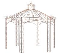 Favemtsl Tonnelle de jardin en fer - 4 x 4 m - Marron vieilli | Tonnelle solide en fer pour le jardin, idéale comme distributeur d'ombre et aide à l'escalade pour les roses.