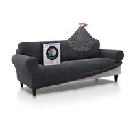 FAVERTI® Bocairent Housse de canapé élégante au Toucher Coton 3 Places en Tissu Super élastique pour canapé de 180 à 230 cm Gris foncé