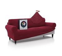 FAVERTI® Bocairent Housse de canapé élégante au Toucher Coton 4 Places en Tissu Super élastique pour canapé de 230 à 270 cm Bordeaux
