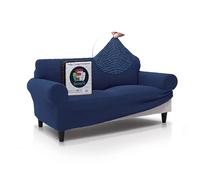 FAVERTI® Bocairent Housse de canapé élégante au Toucher Coton Super élastique pour canapé de 140 à 180 cm Bleu Marine
