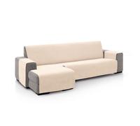 FAVERTI® Housse de canapé d'angle Gauche 240 cm (Vue de Face) | Modèle Pego | Naturel | Chenille Toucher Extra Doux, Protection de Chaise de qualité fabriquée en Espagne avec matériau recyclé