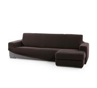 FAVERTI® Housse de canapé d'angle Super élastique avec accoudoir Court Droit (Vue de Face) | Modèle Novel | Marron | Protecteur de qualité en Tissu Jacquard Toucher Coton