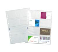 Favorit 100460081 Lot de 10 enveloppes perforées universelles pour cartes de visite, format intérieur 9,4 x 6,3 (x8) cm, finition lisse transparente, 8 poches avec ouverture supérieure, lot de 10