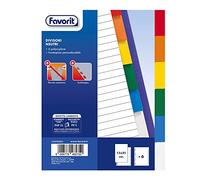 Favorit 100500802 Intercalaires universels pour classeurs à anneaux avec 6 encoches neutres colorées, format intérieur A5, polypropylène (plastique non toxique)