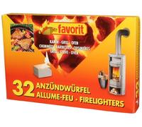 Favorit 1250 Lot de 32 Cubes Allume-feu pour Barbecue, cheminée et Four Blanc à Base de kérosène, très Combustible et Facile à Utiliser