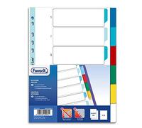 Favorit 400132501 Intercalaires neutres avec 6 intercalaires colorés pour école bureau maison A4