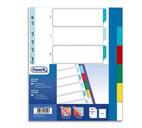 Favorit 400132503 Intercalaires neutres avec 6 intercalaires colorés pour école bureau maison 23 x 29,7 cm
