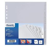 Favorit Boîte de 15 séparateurs à perçage universel pour classeurs à anneaux avec 31 encoches numériques (1 à 31), format intérieur A4, en polypropylène (matière plastique non toxique)