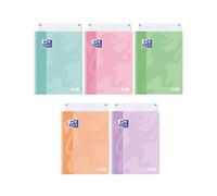 Favorit Cahier A4, Pastel, Spiralé, ligné quadrillé 5 mm, Papier 90 g/m², 5 pièces, couleurs assorties (400159112)