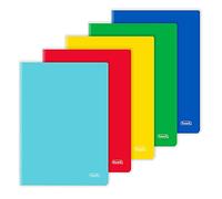Favorit Lot de 10 cahiers A4, couverture unicolore, rayures carrés 5 mm, papier 80 g/m², lot de 10 pièces, couleurs assorties