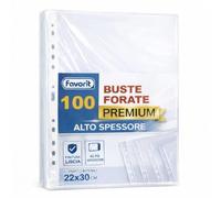 Favorit Lot de 100 enveloppes perforées, brillantes, haute épaisseur, 22 x 30 cm, transparentes