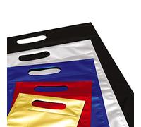 Favorit Lot de 20 enveloppes de couleur argentée métallisée, avec poignée et fermeture adhésive, format 18 x 27 cm