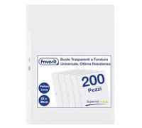 Favorit Lot de 200 enveloppes perforées, brillantes, épaisses, 22 x 30 cm, transparentes