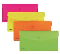 Favorit Lot de 30 enveloppes avec bouton néon, dl, polypropylène, opaque, couleurs assorties