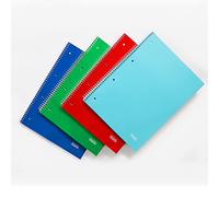 Favorit Lot de 5 cahiers à spirales A4 quadrillés 5 mm avec trous et microperforation Papier 80 g/m² Multicolore