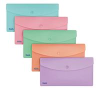Favorit Lot de 5 enveloppes avec bouton pastel, DL, polypropylène, opaque, couleurs assorties (400151719)