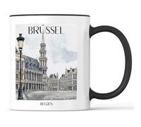 favplace Tasse à café avec motif de villes Bruxelles Belgique - Idée cadeau ou cadeau pour les voyages ou la maison - Tasse à café de voyage 330 ml noire