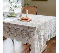 FAWFCJD Nappe en Dentelle Blanche Nappe en Crochet Faite À La Main Minable Nappe De Table À Fleurs Rondes Blanches Nappe De Table Rectangulaire Romantique Nappe Table Motif Dentelle(130 * 220cm)