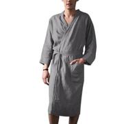 Faxianther Robe de Chambre pour Hommes Pyjama Robe de Nuit à Lacets Peignoir Kimono Homme en 100% Coton Vêtements de Nuit avec Poches pour Printemps Eté