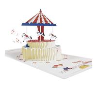 FAYAHAR Carte d'anniversaire Pop-Up, 3D Carte d'anniversaire Pop-Up Double Couches Gâteau avec Enveloppe et Conception de Carrousel, pour Fille Garçon