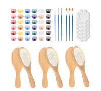 fayarrd Brosses à Cheveux en Bois pour Peinture - Brosses à Cheveux à Décorer Soi-même,Set de Peigne en Bois à Personnaliser - Pour Amatrices de Loisirs Créatifs, Adultes, Organisatrices