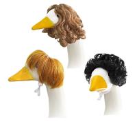 fayarrd Perruque pour canards à l'entrée de la maison - Statue de canard - Perruque tressée pour l'extérieur - 3 pièces, accessoires de cheveux amusants, coiffe décorative saisonnière pour