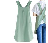 fayarrd Tablier En Lin De Coton Doux De Style Japonais, Tabliers Croisés Pour Femmes Avec Poches, Tabliers De Chef Pour Jardinage De Pâtisserie, Tabliers Pour Femmes Avec 2 Poches, Tablier De Cuisson