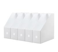 Fayemint 5 Pièces Porte Revues Rangement, Porte-Revues Plastiques, Range-Magazines en Plastique Blanc, Chemise Pliable, pour Bureau, L'archivage et Stockage (Blanc)