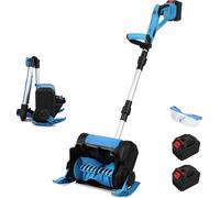 Faziango Fraise à neige sans fil 21V, portée maximale 8 m, largeur de déneigement 25 cm, 2 batteries, déneigement électrique, bleu