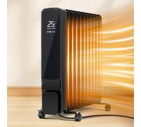 Faziango Radiateur à huile 2500W 11 ailettes avec écran LCD Touchscreen WiFi App & télécommande Radiateur à huile mobile 24h Timer chauffage Thermostat & protection contre la surchauffe Noir