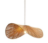 FAZRPIP Fait à la Main en rotin Chapeau Pendentif luminaire en Osier Lampe Suspendue tissé Chapeau Ombre Lampe Lustre pour Cuisine île Ferme Salle à Manger Salon