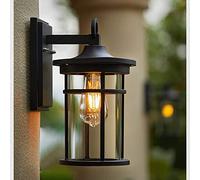 FAZRPIP Lanterne Murale extérieure Éclairage extérieur étanche Luminaires extérieurs Lumières de Porche Noires Appliques murales extérieures avec Verre Transparent pour Patio Garage entrée Maison